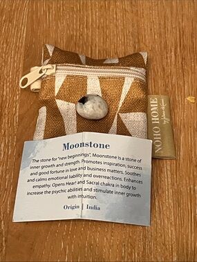 Boho Home Moonstone Pouch Bracelet Accent - Tan and White